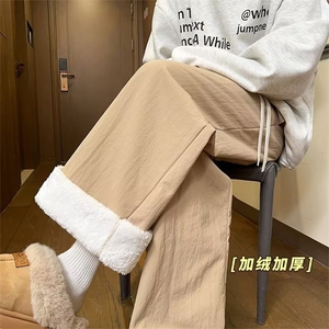 加绒加厚冬款男女休闲裤保暖宽松直筒休闲长裤h8084 P40图片