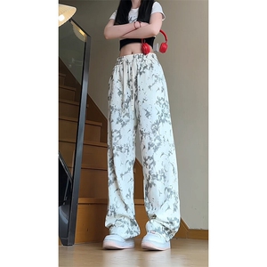 YK86056-P29 聚酯纤维 冰丝扎染印花长裤抽绳腰裤子夏季图片
