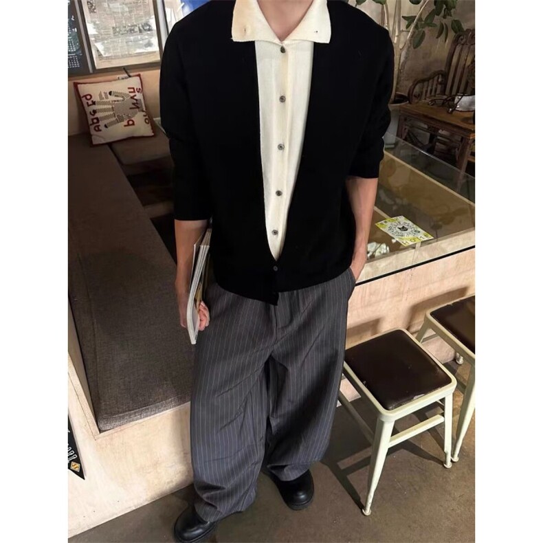1506/QA4510/P64秋冬新款开衫休闲慵懒风V领针织衫男纯色外套，男装针织衫/毛衣，星座1506