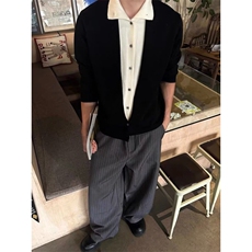 1506/QA4510/P64秋冬新款开衫休闲慵懒风V领针织衫男纯色外套，男装针织衫/毛衣，星座1506