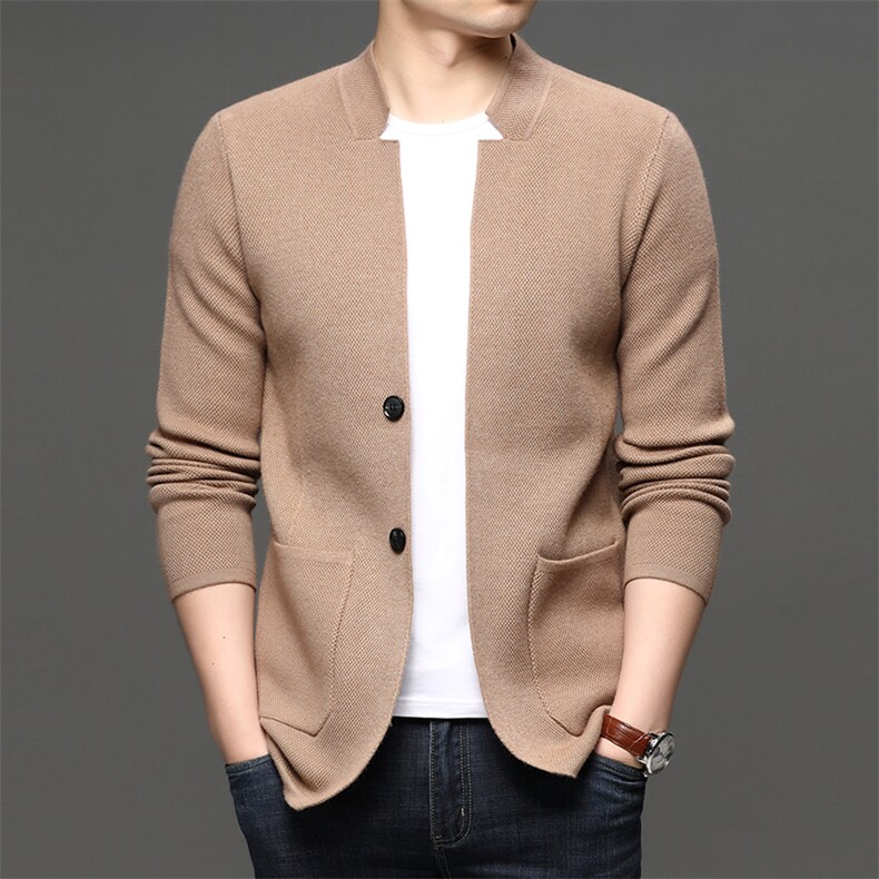 2023新款针织衫中年男秋装毛衣开衫外套男休闲风衣HPN9618-P100，男装针织衫/毛衣，电商B212（原钱塘6029）