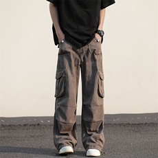 废土风美式迷彩工装裤男夏季新款复古宽松多口袋大码潮牌直筒裤子，男装工装外套，星座1013