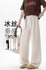 8XL-M垂坠感冰丝西裤大码凉感裤子腰带直筒长裤休闲裤KZ1958/P55，男装休闲裤，电商B238