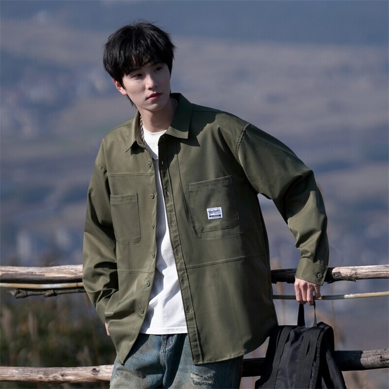 25年春季长袖衬衫男牛仔外套衬衣宽松现货DS-C323-1-S580-特批50，男装衬衫，电商C323-1