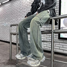 美式高街牛仔裤男韩版潮口袋个性2023冬季新款ins长裤RK1238-P48，男装牛仔裤，星座412-3