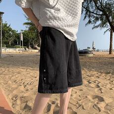 夏季薄款牛仔短裤男ins潮牌宽松百搭五分裤港风潮流学生直筒裤子，男装牛仔裤，星座506A