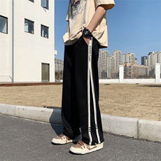 春季新款百搭条纹休闲裤青少年直筒宽松潮男运动裤K03020-P38，男装休闲裤，星座308B-1