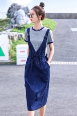 短袖牛仔背带裙套装女2023夏季新款女装两件套，女装套装/套裙，慧尚依恋