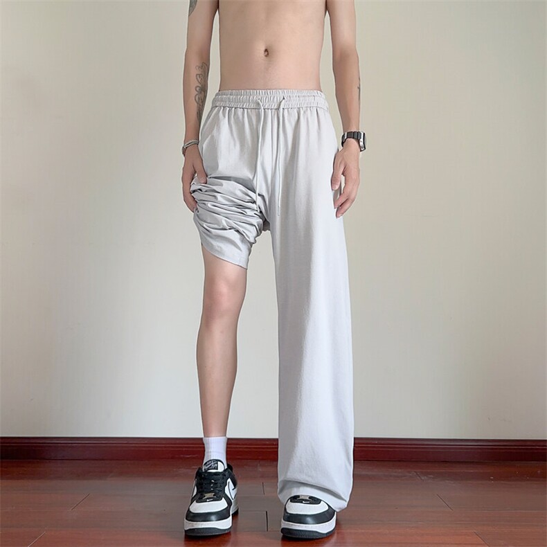 夏季新款休闲裤男宽松冰丝裤直筒拖地裤速干裤CK3513-P35控58，男装休闲裤，星座209-2