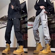 秋款男女休闲裤直筒小脚拉链口袋拼接长裤大码M-5XLh0087P38，男装休闲裤，星座1013-1