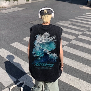数据超好水洗宽松无袖背心韩版ins风潮牌背心517A-2-WX009-P35图片