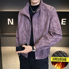 加棉加厚高级感男装皮衣立领宽松潮牌皮夹克C317-H25931-P185，男装夹克，电商C317