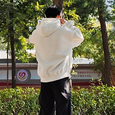 抖音得物高品质二开秋冬美式高街重磅结构辑明线连帽卫衣外套W75，男装卫衣，电商A486-1