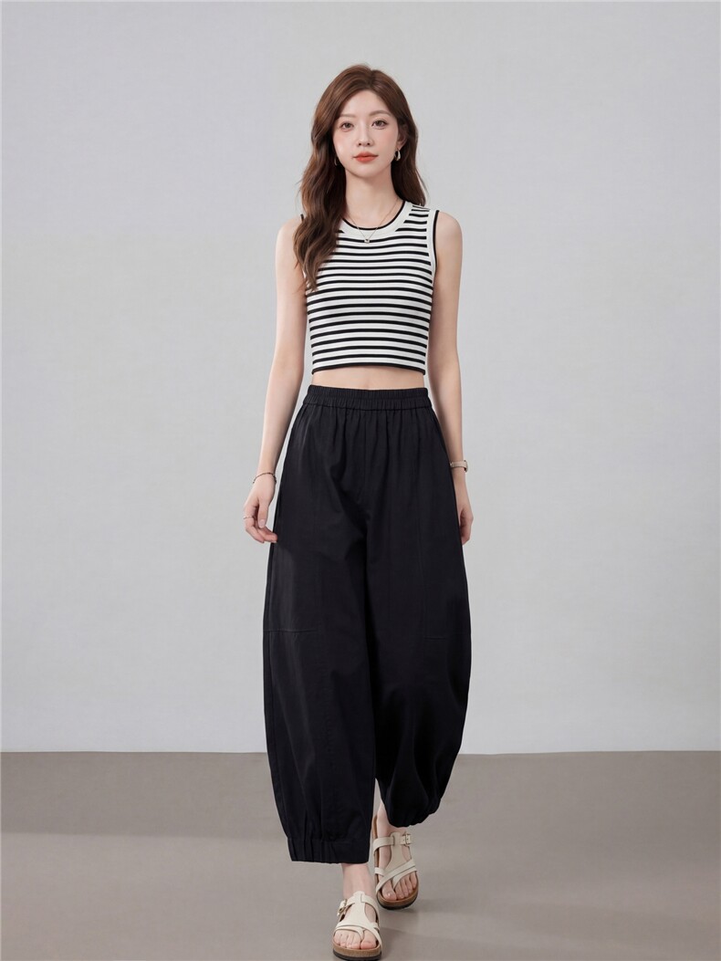 【夏季女装新款】时尚休闲简约百搭八分裤,女装休闲裤,缘衣格