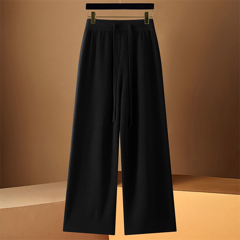 时尚百搭高腰显瘦羊毛阔腿裤冬季必备保暖舒适女裤，女装羊毛衫，万谦羊绒