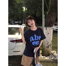 T0653-P252025新款情侣宽松男女同款美式小众字母印花纯棉T恤，女装T恤，星座617A-2