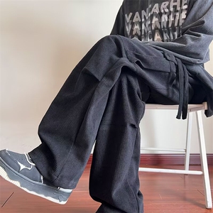 灯芯绒工装裤男士秋季新款宽松直筒裤子潮流阔腿休闲长裤XC12-P47图片