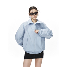 美式罗纹拼接袖子褶皱大码M-5XL教练夹克女JK78056P69控105，女装短外套，星座226-1