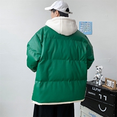 冬季学生潮假两件PU皮棉衣外套加绒清新棉服男士8132-P145控价188，男装棉衣，电商A441-1