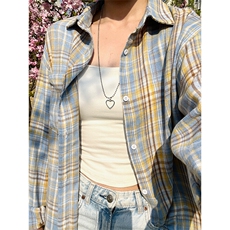 特批23!YK86045-TP2330%棉70%聚酯纤维春季长袖格子衬衫，男装衬衫，电商A086-1