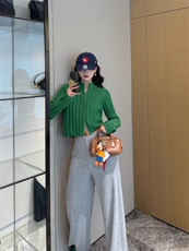 2025舒适百搭简约拉链坑条开衫，女装针织衫/毛衣，米咔羊绒