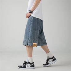 七分裤男士韩版潮流高街帅气百搭夏季2024辛苦ins短裤RK1715-P48，男装牛仔裤，星座412-2
