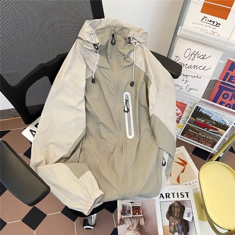 防晒衣男夏季薄款山系户外冲锋衣外套潮牌宽松防晒服W9318/P50，男装防晒衣，星座506