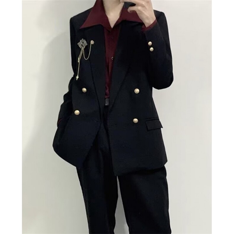 日系制服男女红色双排扣西服简约新款潮流气质时尚XX06,男装西服,星座1116A（原606A-3）