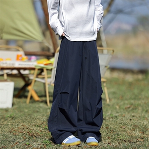 日系cityboy褶皱堆积感工装裤男春秋季美式高街直筒宽松伞兵裤子图片