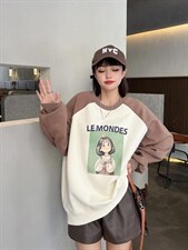 现货秋季新款：时尚潮流新款圆领卫衣，女装卫衣/绒衫，泽妤