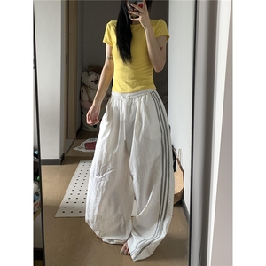 2025夏季新款美式工装裤女复古三条杠运动直筒夏季休闲爵士舞裤图片