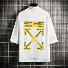 HF59127-P40风汉服男开衫外套七分袖道袍网格挂拍，男装民族服装，电商A040A