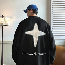 圆领麂皮绒卫衣男宽松反光中性秋冬季印花休闲上衣A071-W16-P60，男装卫衣，电商A071