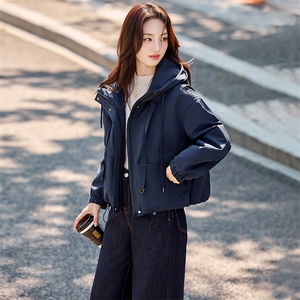 2025秋冬装新款时尚简约气质休闲收腰加绒派克服女装外套图片