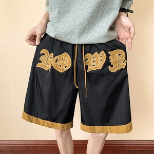 1麂皮绒拼接变色龙渐变冰丝短裤女大码中性风短裤男DK7721P45控59图片