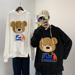 703-W218-P55春秋贴布绣毛巾绣毛绒小熊休闲卫衣