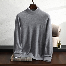 2025秋冬新款男士舒适简约纯色半高领35%衫男装，男装羊绒套衫，奥澜羊绒