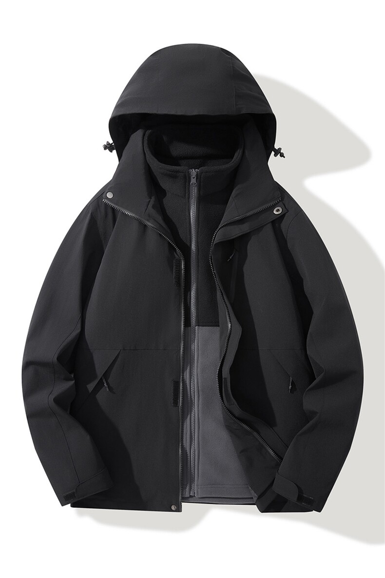 冬季三合一外套日系连帽男装青年夹克户外防水冲锋衣外套6152-P90,男装夹克,星座1403A