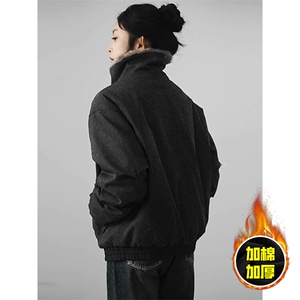 现货高品质美式高街重磅座山雕毛毛立领pu麂皮棉衣男女加厚外套冬图片