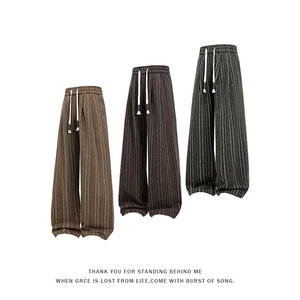 秋季新款港风老钱风呢料休闲裤男宽松直筒阔腿裤K5680-特P38控75,男装休闲裤,电商A001