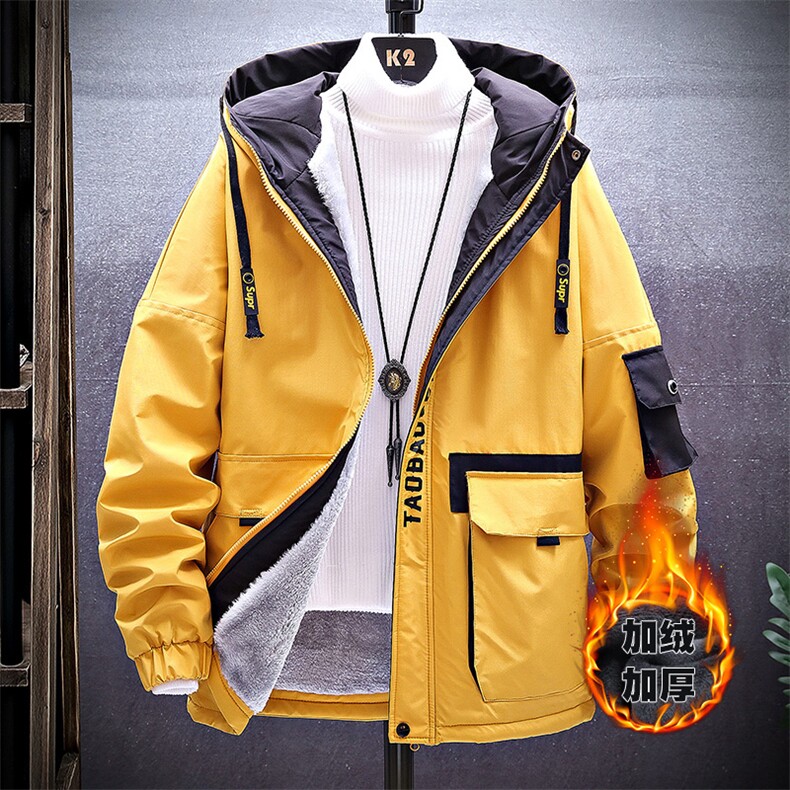 冬季挂拍棉服男加绒加厚夹克风衣保暖外套工装棉衣蓝色860加绒,男装棉衣,星座1207