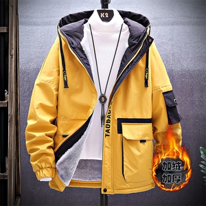 冬季挂拍棉服男加绒加厚夹克风衣保暖外套工装棉衣蓝色860加绒图片