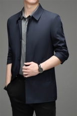 春秋季男款2024年新款翻领中年爸爸外套休闲中长款衣服纯色夹克，男装夹克，钱塘6003A(原)4033A