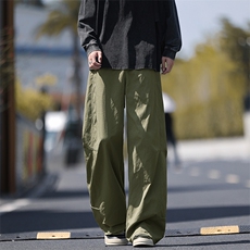 美式弯刀休闲裤男2025春秋款潮流宽松百搭直筒裤青少年痞帅阔腿裤，男装休闲裤，电商A001