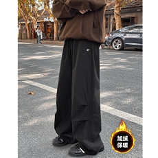 K858-加绒P65常规P45男宽松直筒休闲裤加绒加厚百搭休闲阔腿裤，男装休闲裤，电商B327