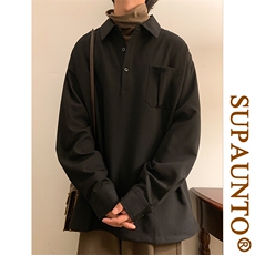 polo杉男韩版潮流帅气纯色2024春秋新款ins宽松百搭卫衣WB017-P35，男装卫衣，星座412-2