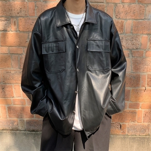 现货PU皮男士夹克外套机车上衣