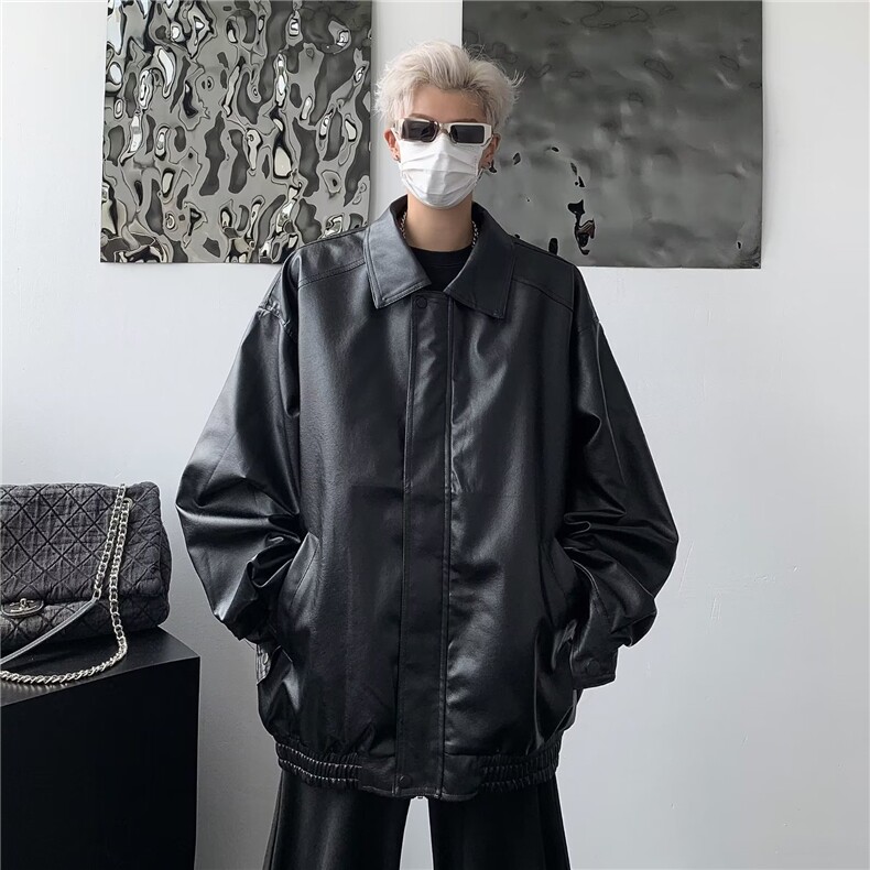 GC6360-P65美式街头2026秋季新款潮牌复古机车服宽松男皮衣外套,男装皮衣,电商C233
