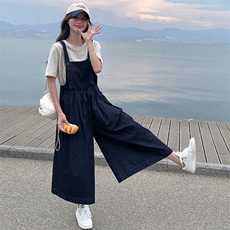 小清新韩系牛仔背带裤女夏2024新款美式高级感爆款阔腿裤连体裤，女装套装/套裙，2C085