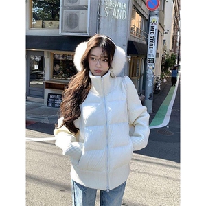 1506A/G78790/P94冬季新款高街时尚针织拼接短款棉服外套图片
